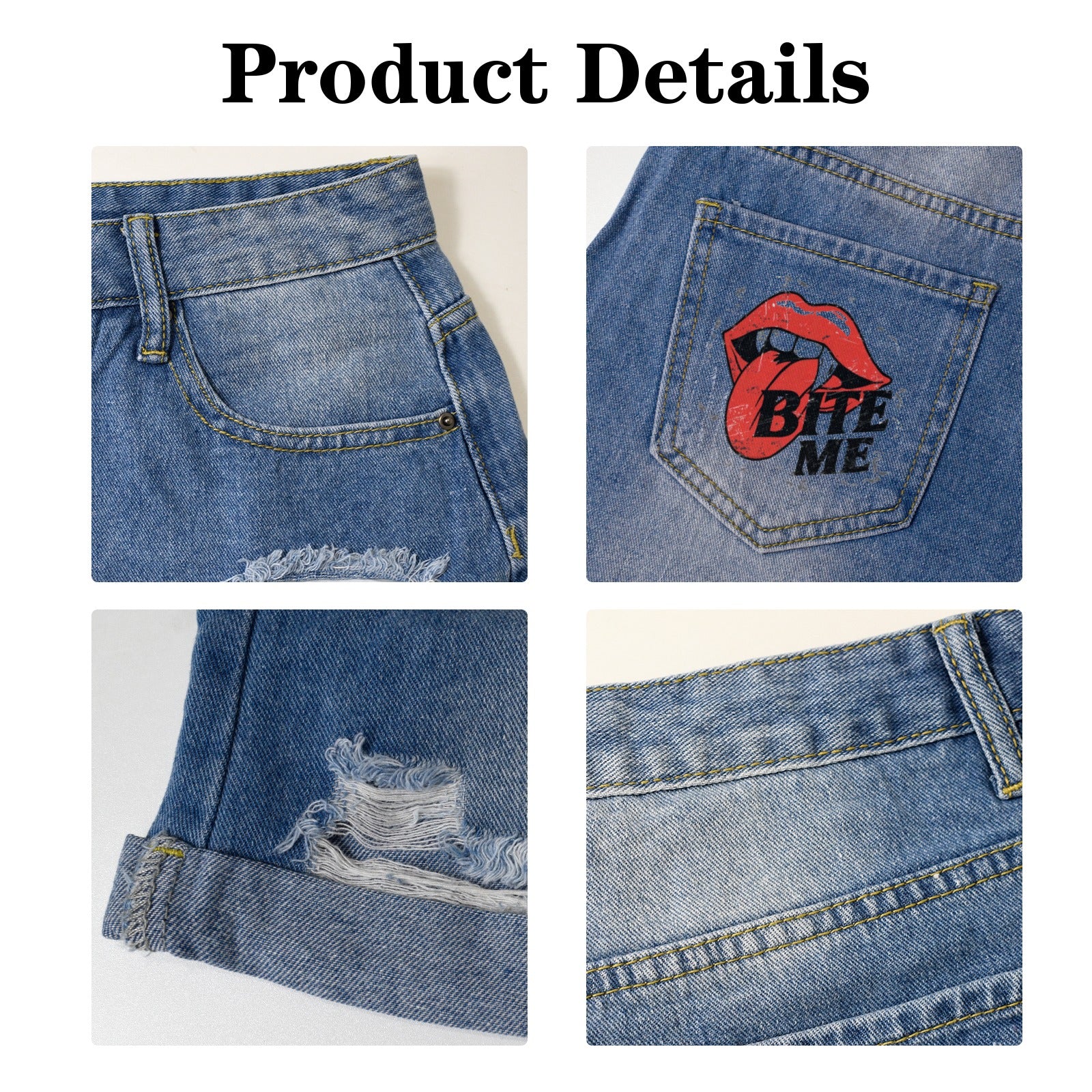Bite Me  Women's Light-Wash Denim Shorts with Pocket