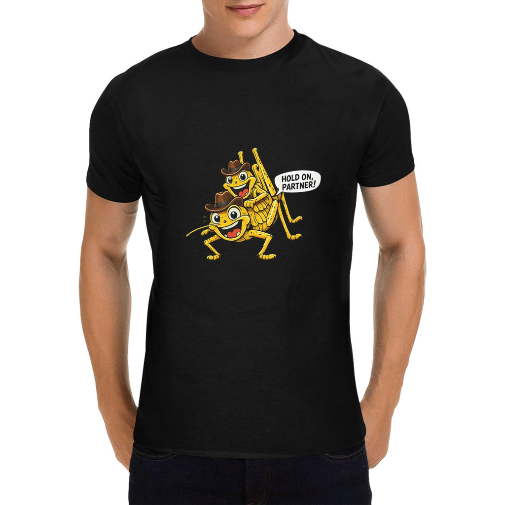Hold On Partner! Funny Cowboy Grasshopper T-Shirt