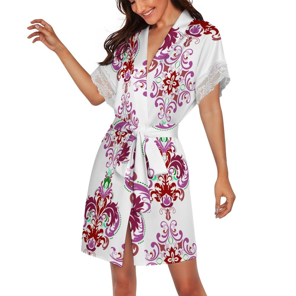Women's Lace-Trimmed Kimono Robe Collection
