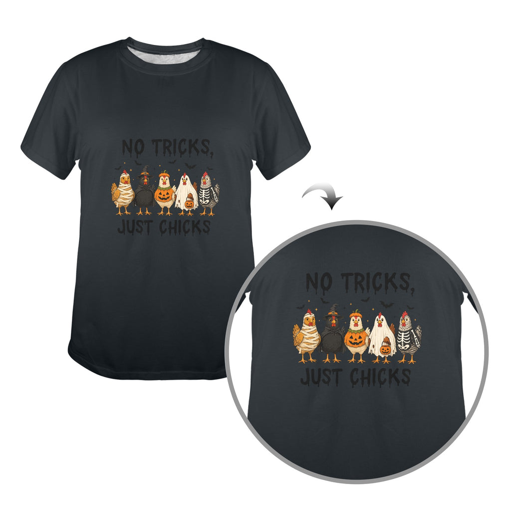 No Tricks, Just Chicks Halloween New Women's T-Shirt