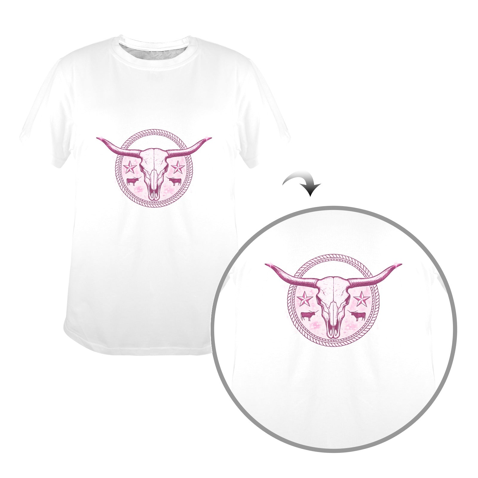 Blush Longhorn Tee  Women's Western Graphic T-Shirt