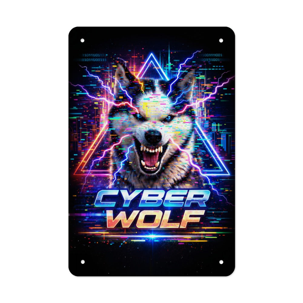 Cyber Wolf Hercules of Wolf Hill Ranch Neon Metal Tin Sign Made in USA