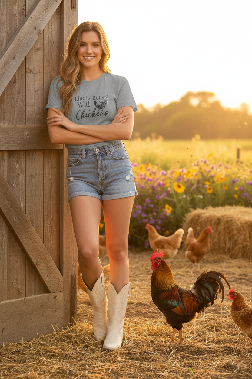 Chickens Tee - Gray - Barn Door Pose