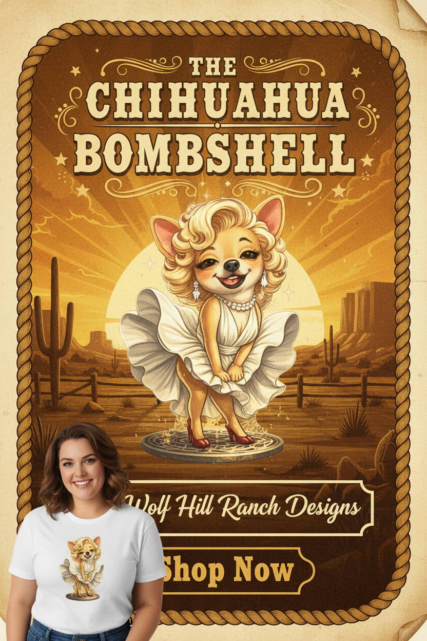 Chihuahua Bombshell Western Poster