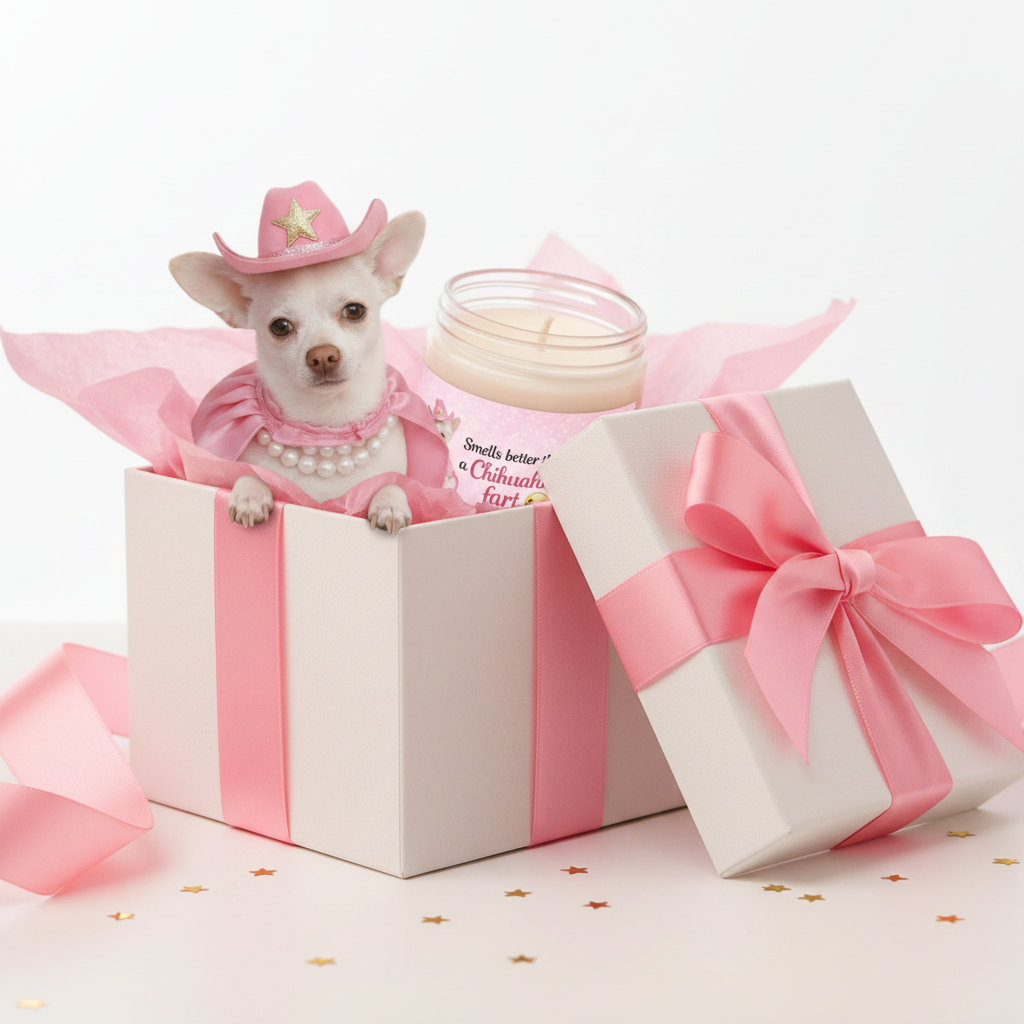 Chihuahua Fart Candle Gift Box Mockup
