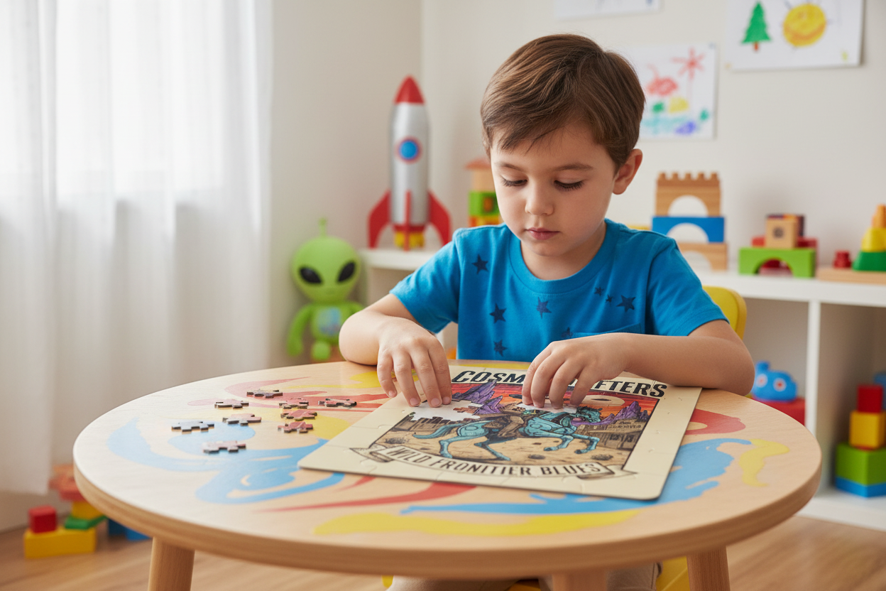 Child Working on Puzzle