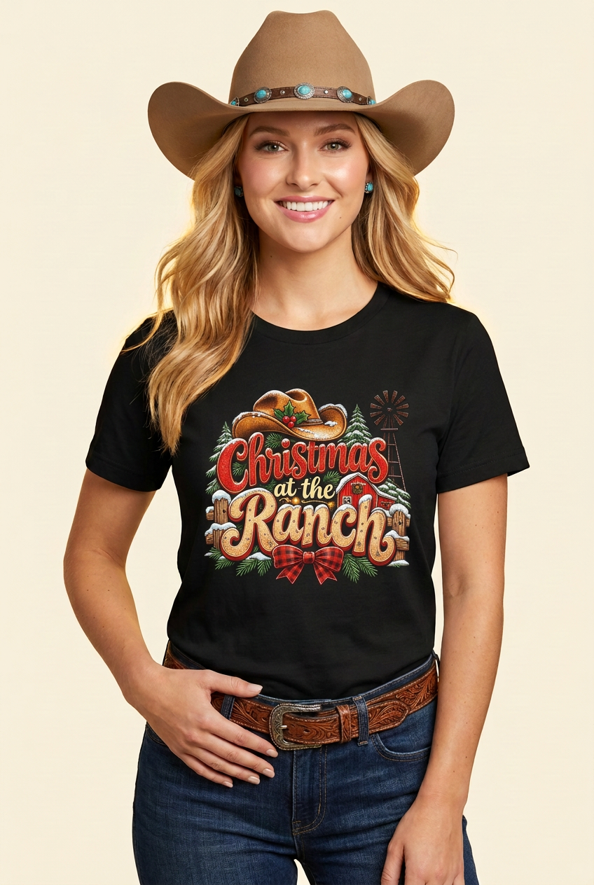 Christmas at the Ranch, black tee