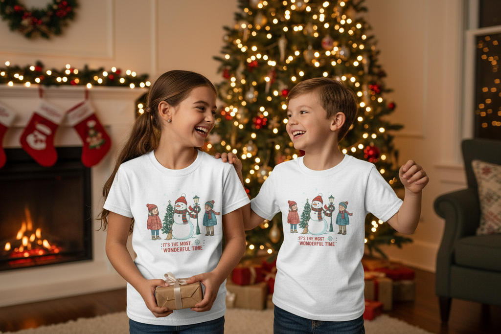 Christmas Snowman Tee Kids Mockup