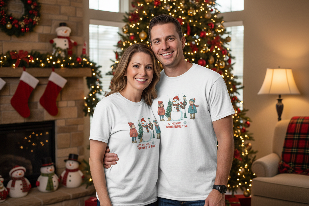 Christmas Snowman Tee Parents Mockup