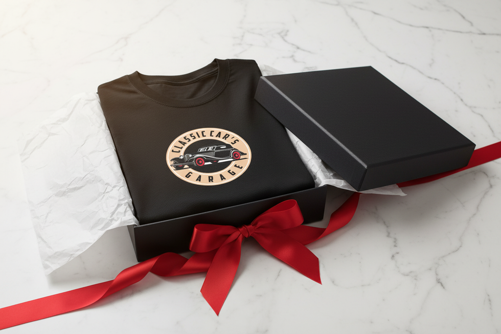 Classic Car's Garage - Gift Box Mockup