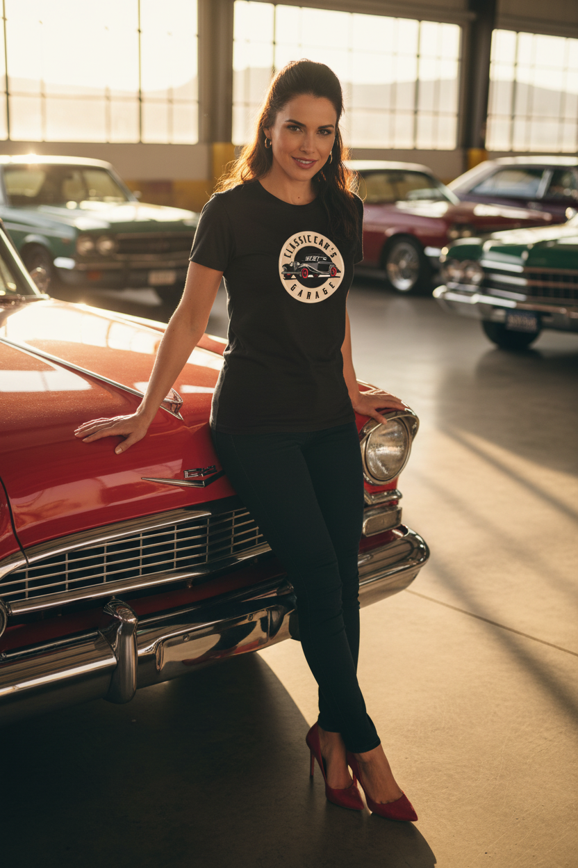 Classic Car's Garage - Woman Mockup