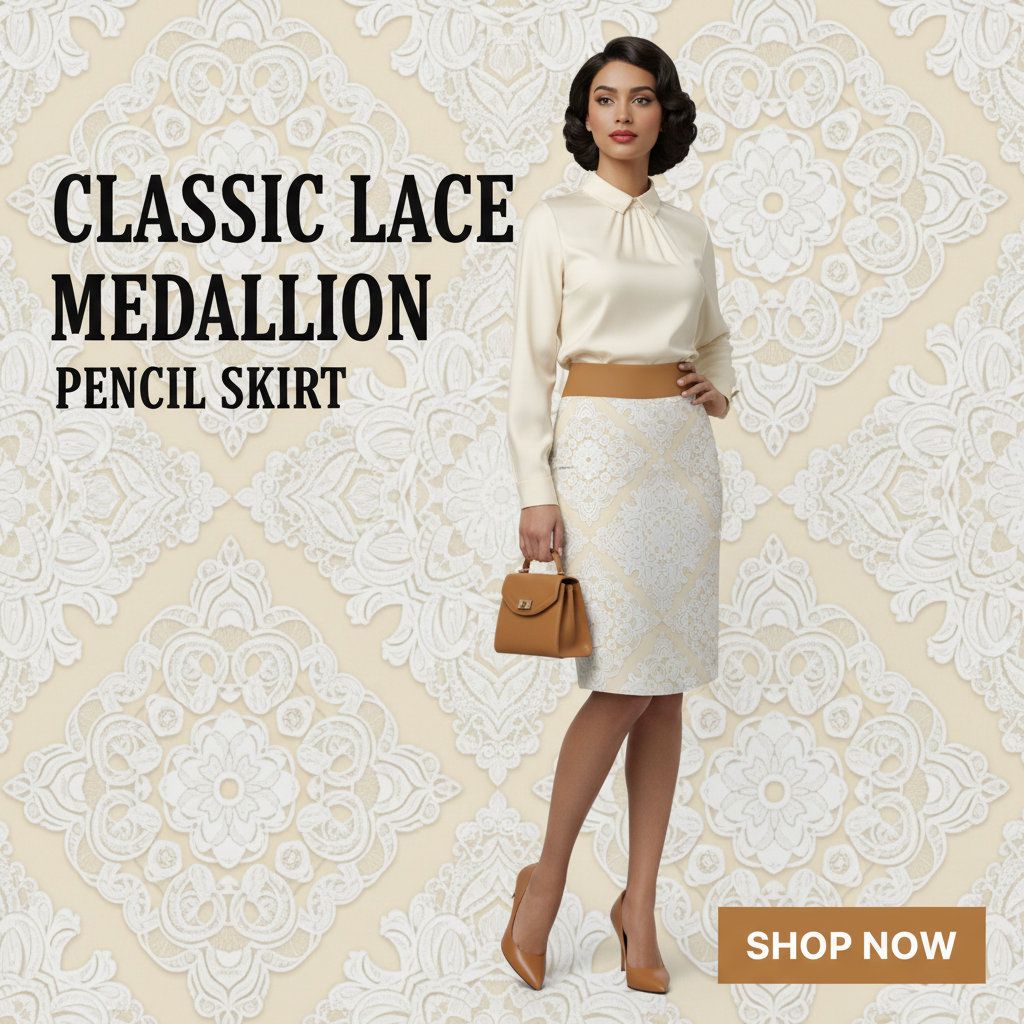 Classic Lace Medallion Pencil Skirt Social Ad