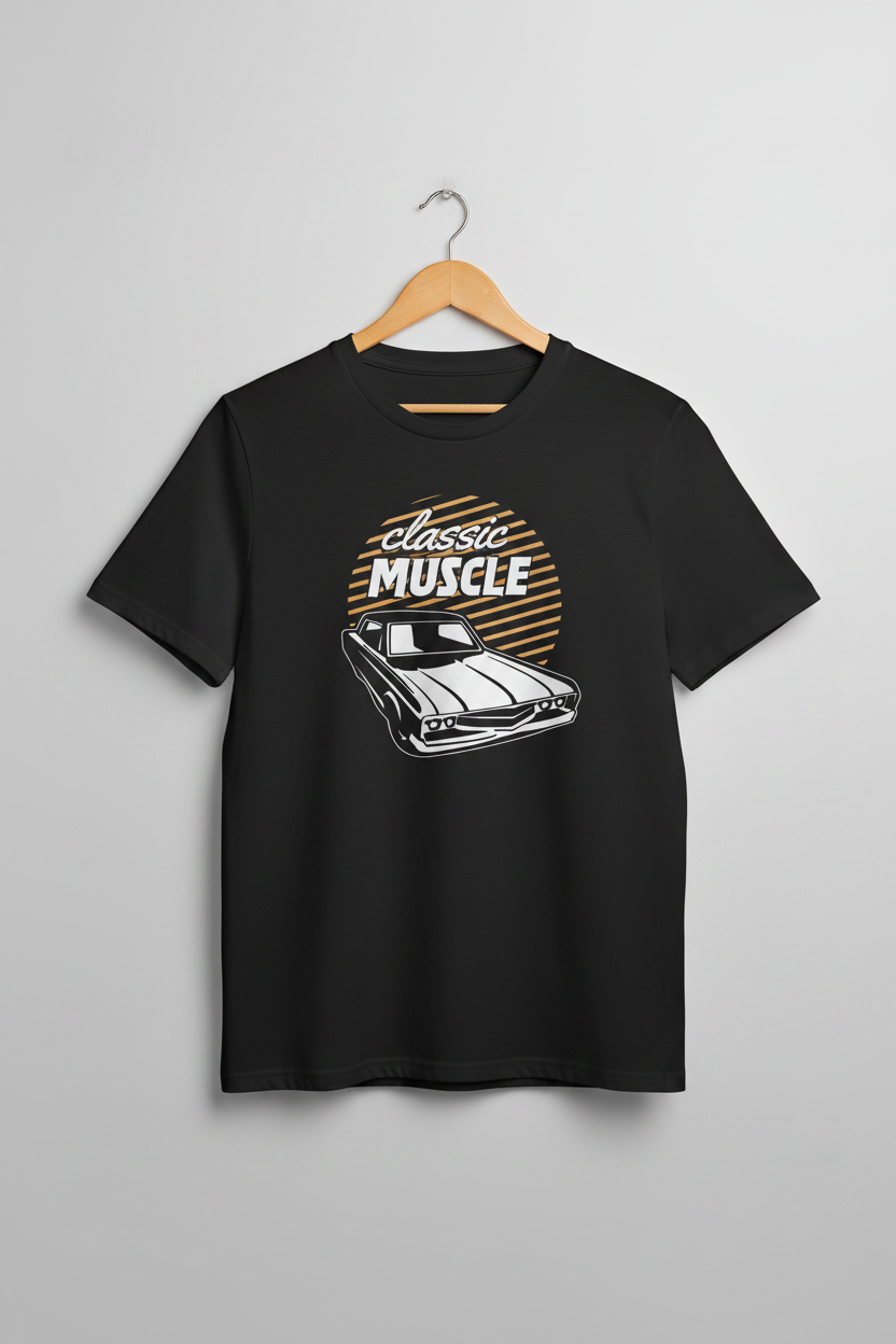 Classic Muscle - Black Shirt Hanger Shot