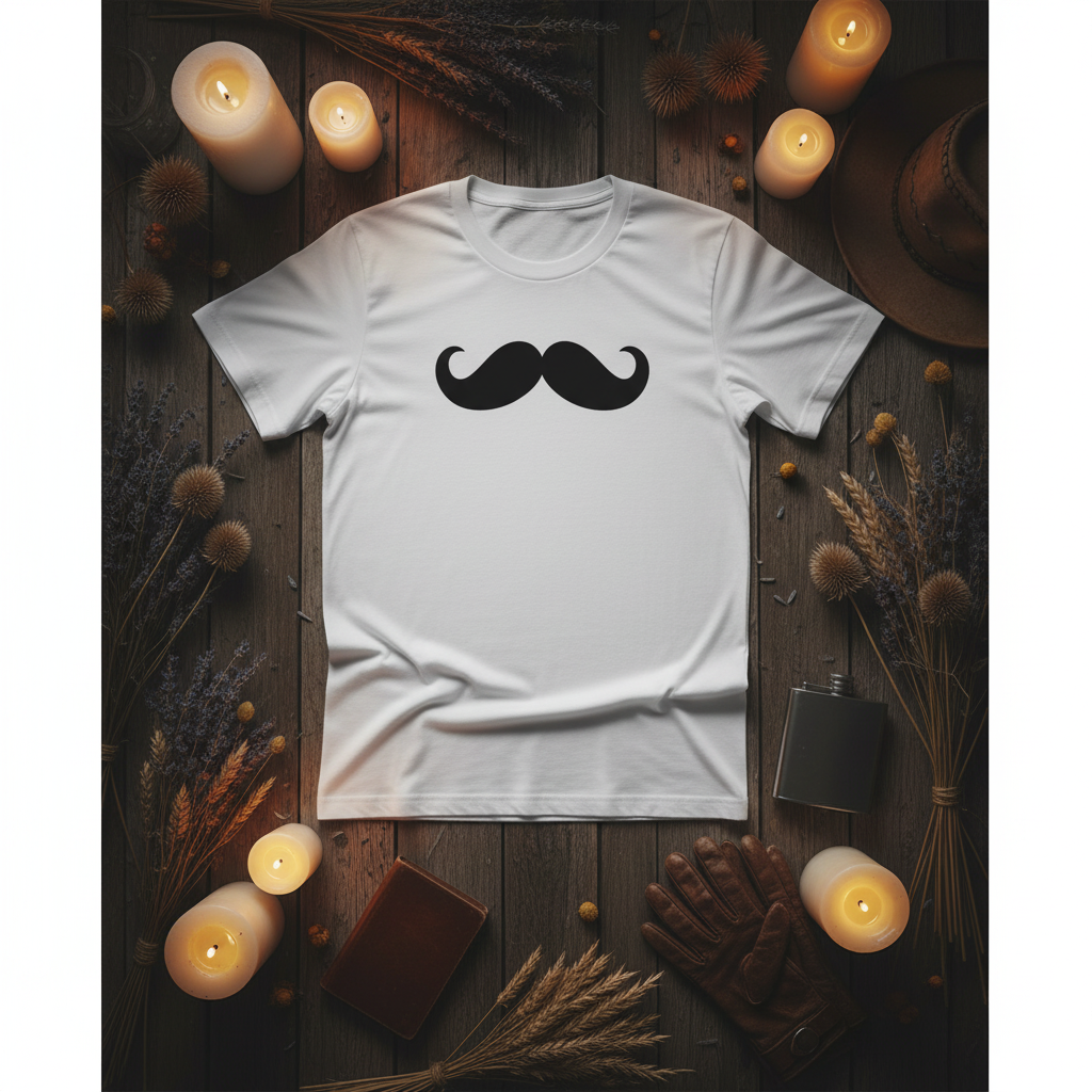 Classic Mustache Tee – Candle Flat Lay