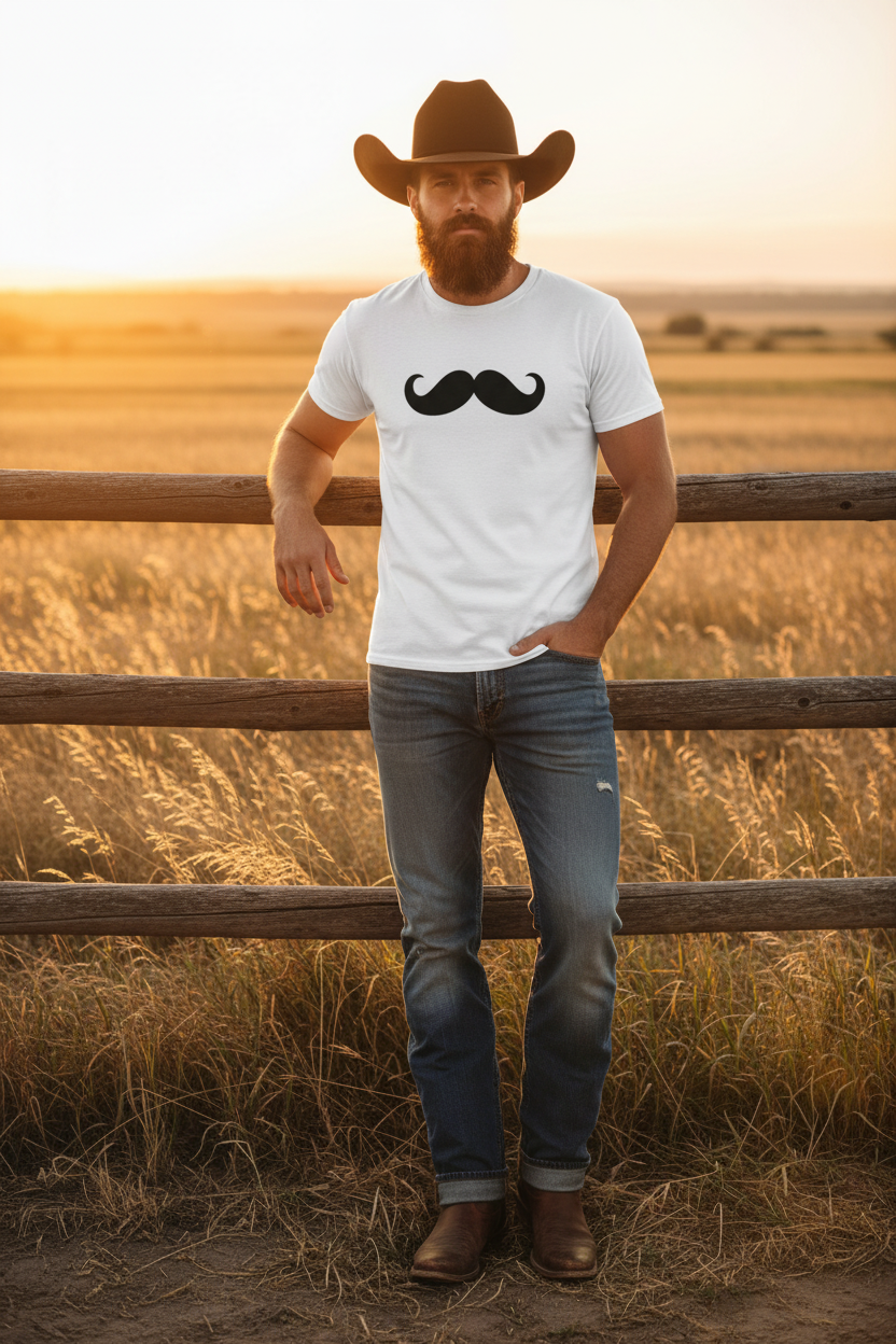 Classic Mustache Tee – Cowboy Mockup