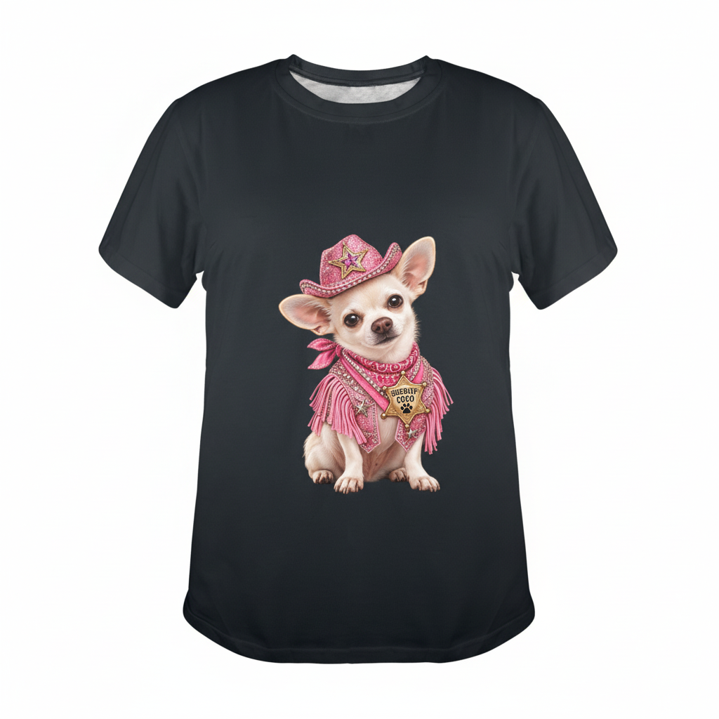 Clear basic black Sheriff Coco tee mockup
