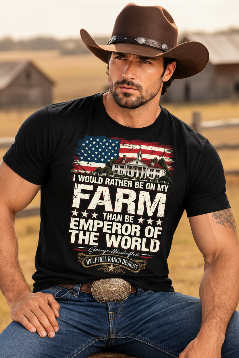 Close-up George Washington Farming Tee mockup