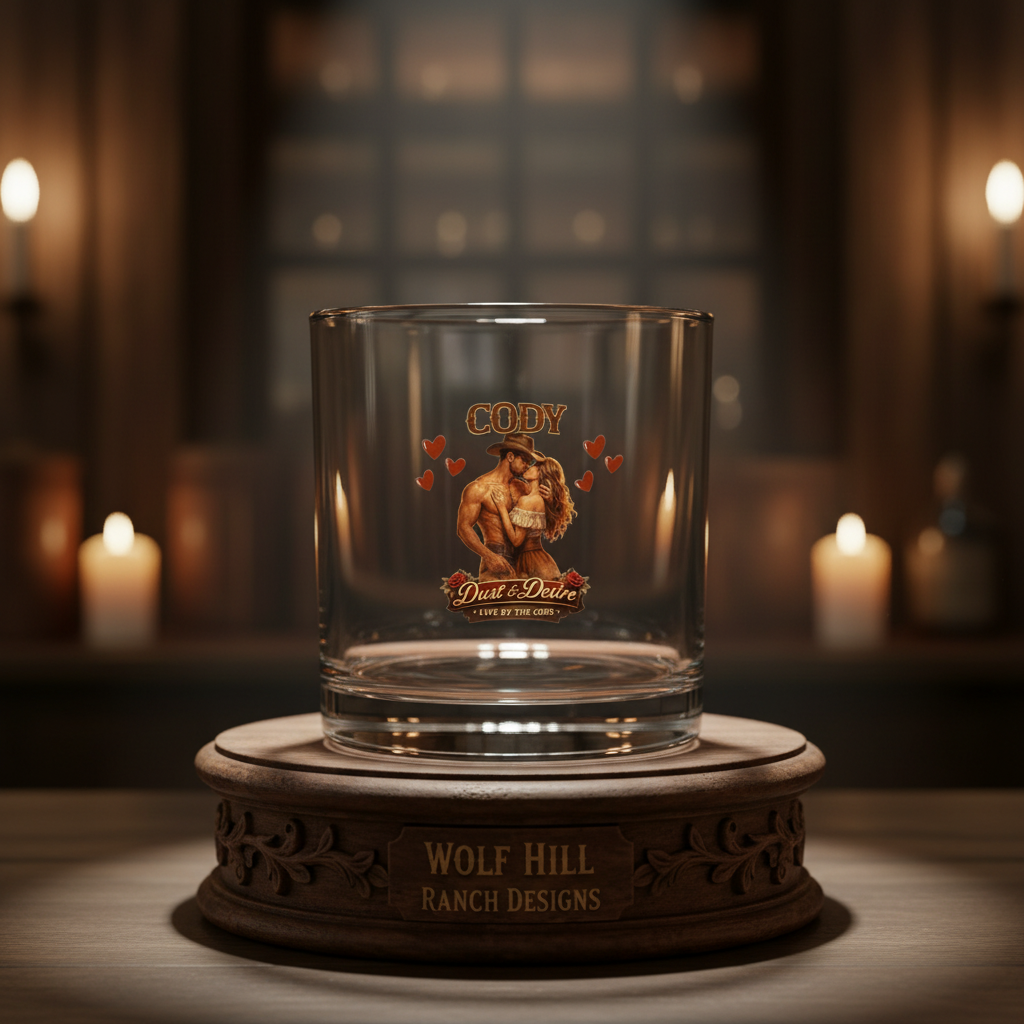 Close-up of rocks glass on rustic elegant western bar