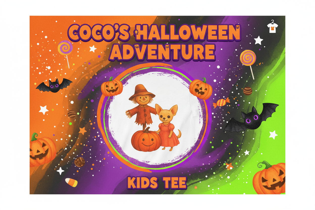 Coco's Halloween Adventure Kids Tee Ad Banner