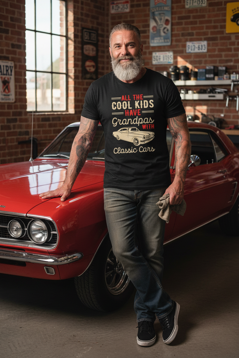 Cool grandpa in garage setting