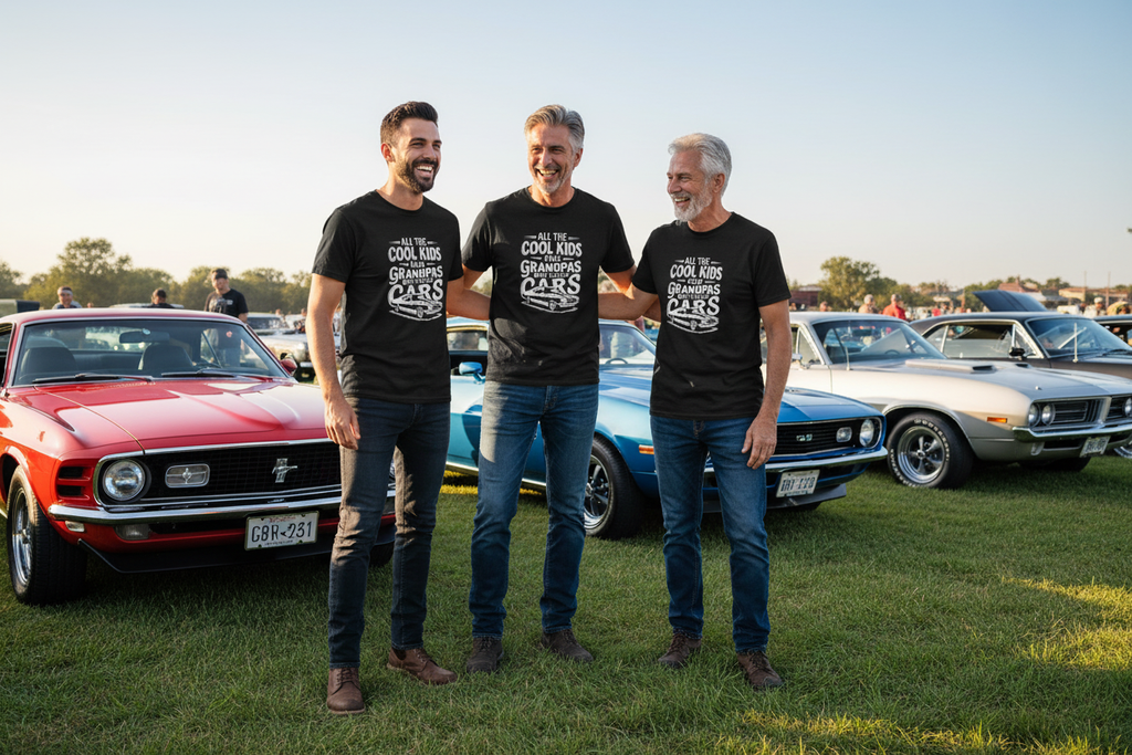 Cool Kids Grandpa Tee - Car Show Group Shot