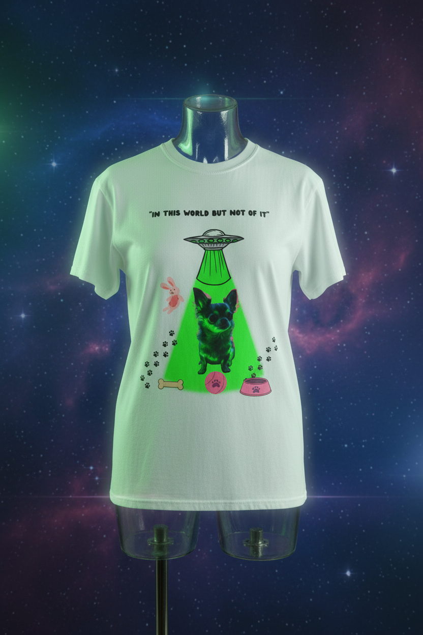 Cosmic Dog T-Shirt Close-Up Mockup