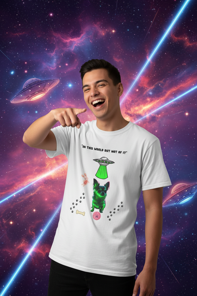 Cosmic Dog T-Shirt Mockup with Effects