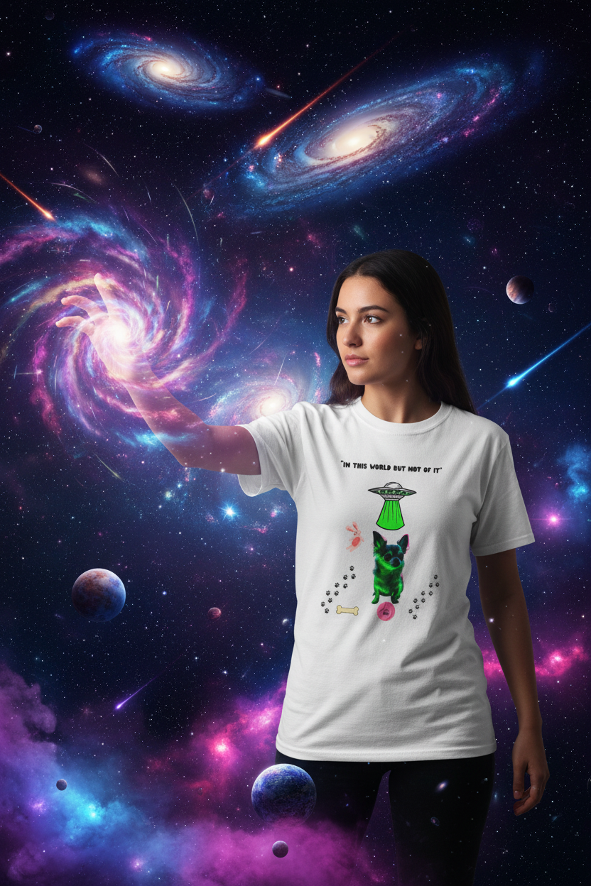 Cosmic Dog T-Shirt Mockup with Effects
