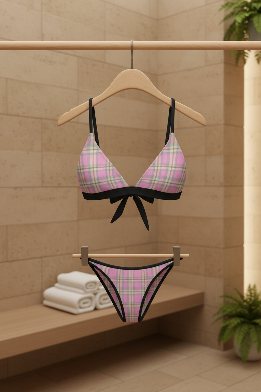 Country Darlin bikini on a hanger in a luxury spa