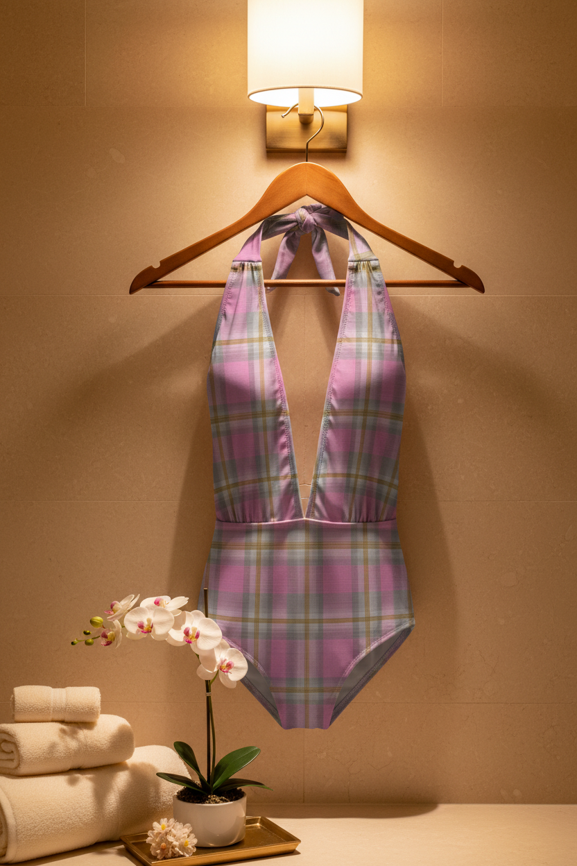 Country Darlin one-piece swimsuit on a luxury spa hanger