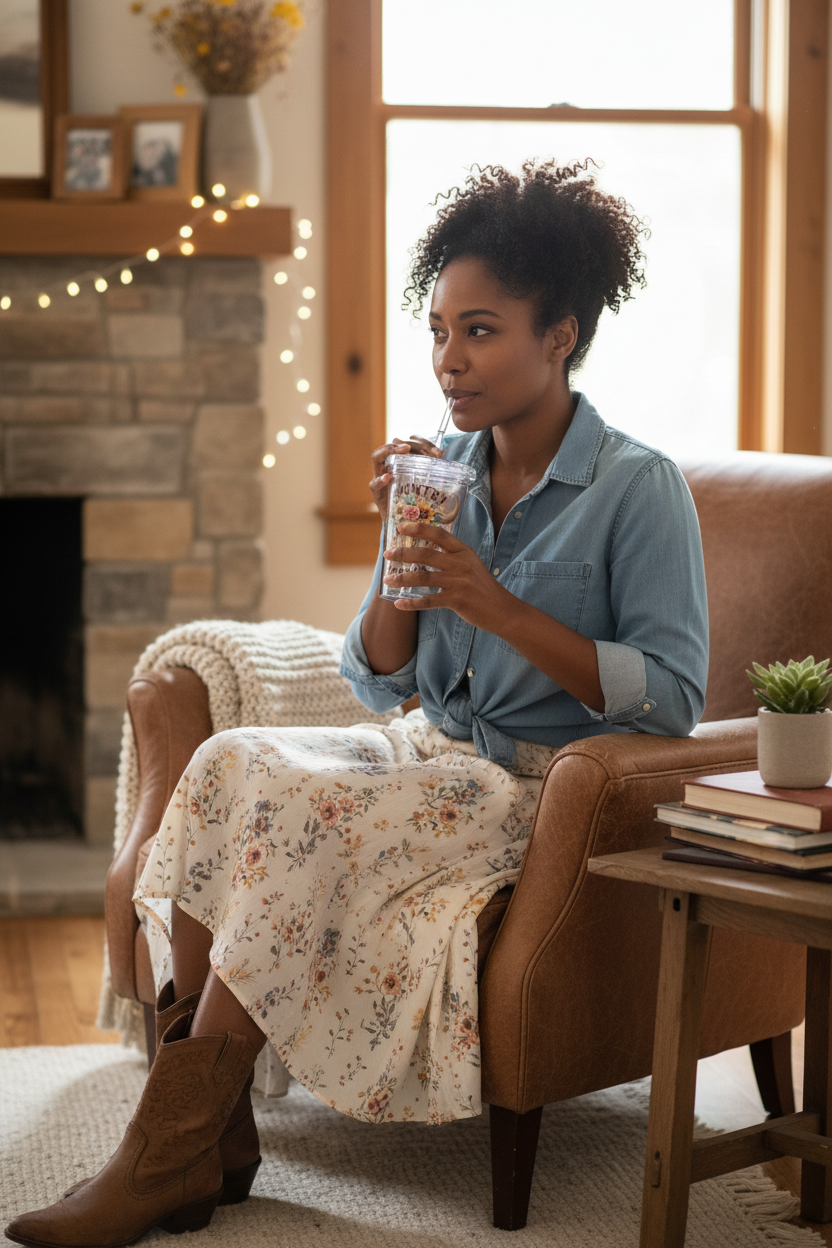Country Mama Tumbler - Black Woman Mockup