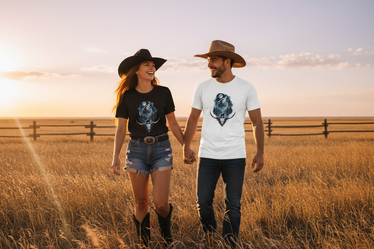 Couple Ranch Mockup – Both Tees