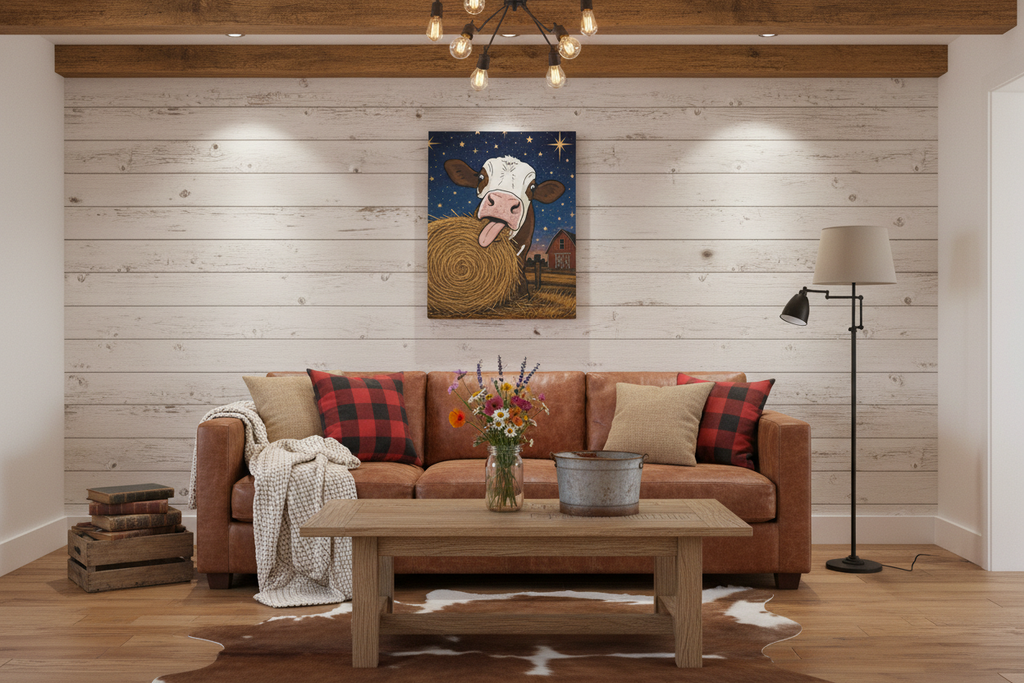 Cow Canvas Art - Farmhouse Living Room