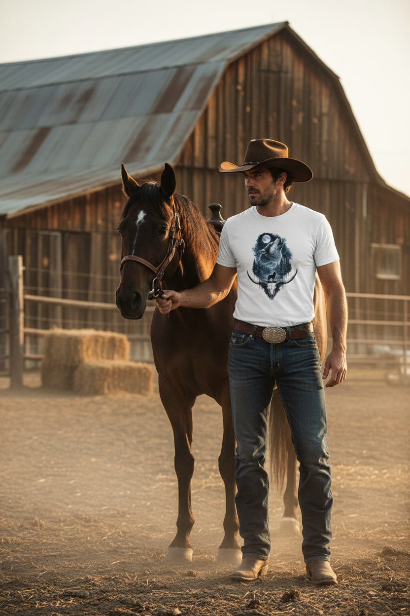 Cowboy Ranch Mockup – White Tee