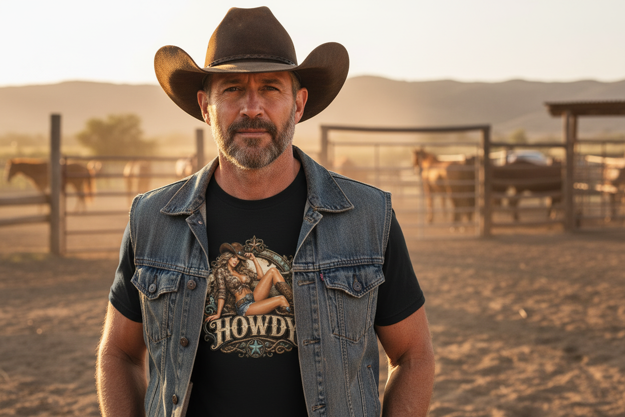 Cowboy Waist Up Full Shirt View