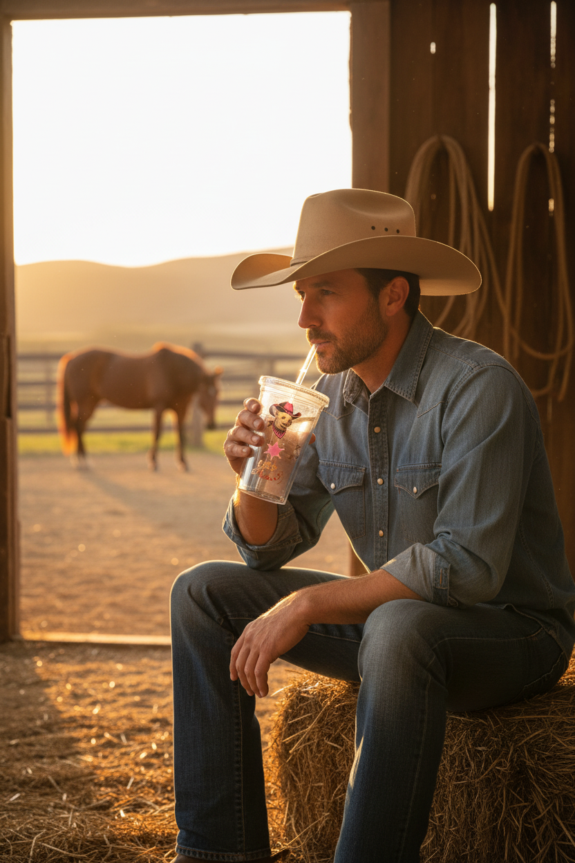 Cowboy with You Heard Pink Western Tumbler
