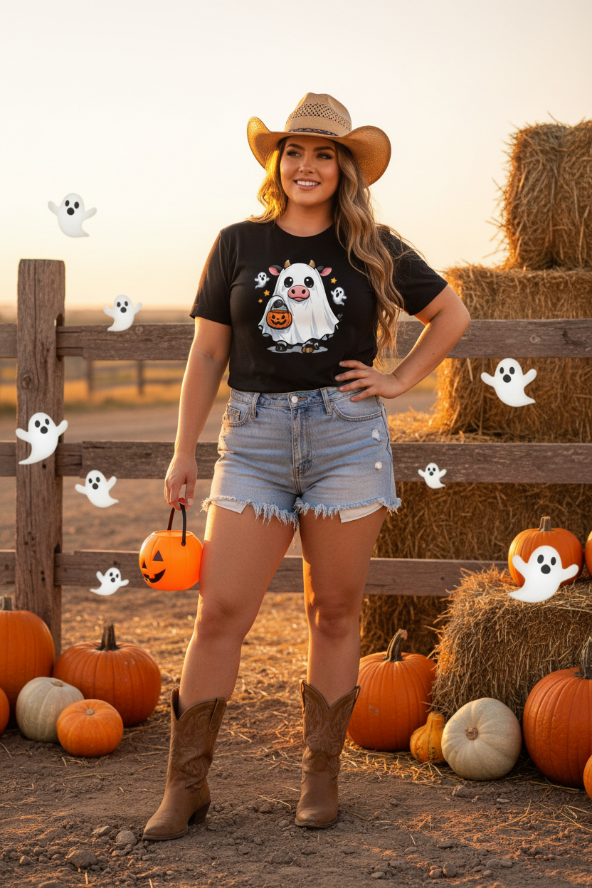Cowgirl Ghost Cow Tee