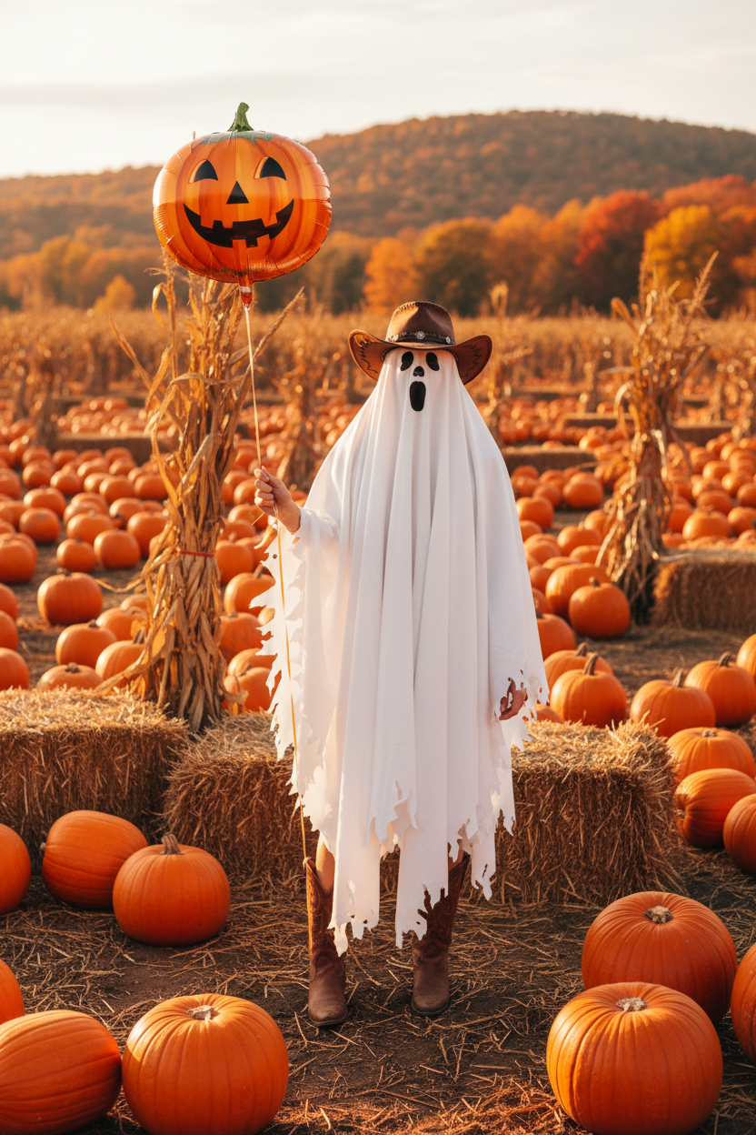 Cowgirl Ghost Halloween Pumpkin Patch
