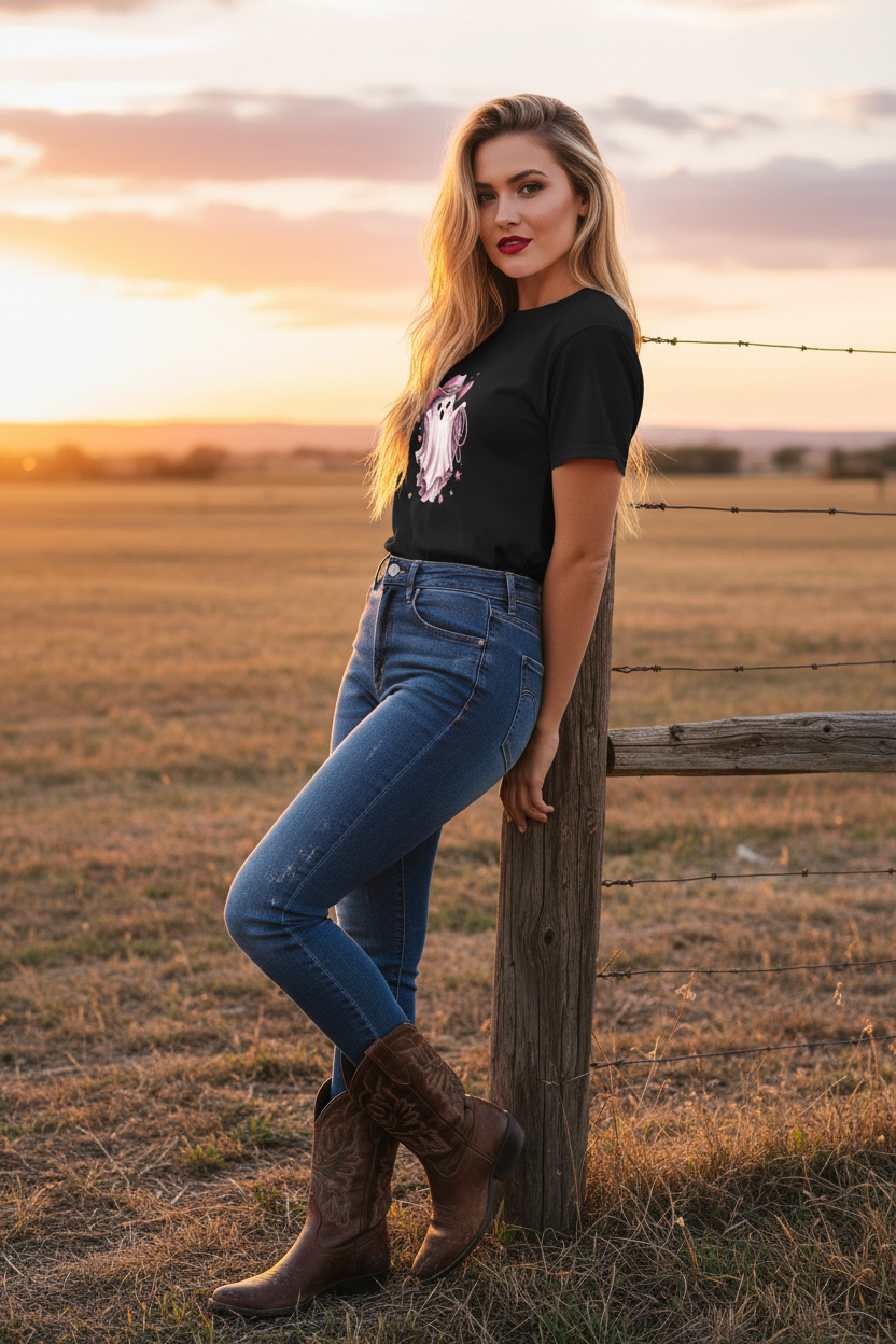 Cowgirl Ghost Tee - Black
