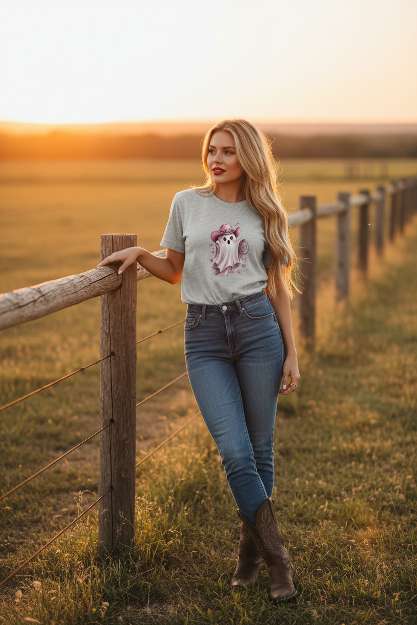 Cowgirl Ghost Tee - Gray