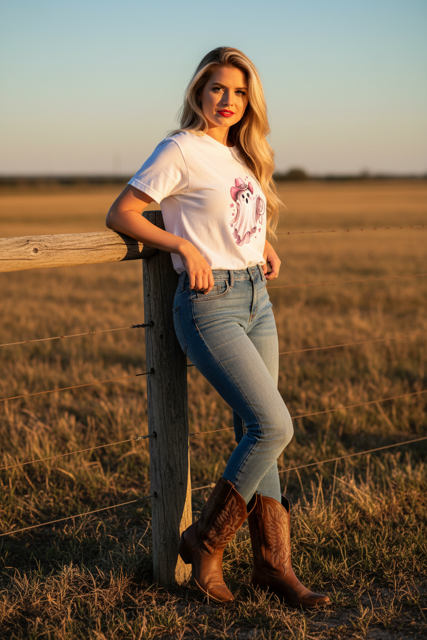 Cowgirl Ghost Tee - White