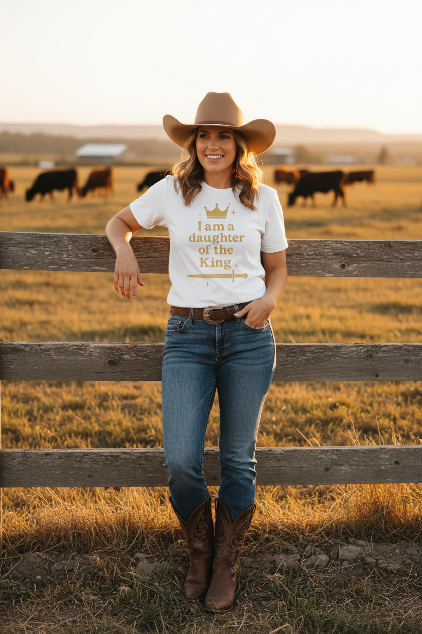Cowgirl leaning against fence on cattle farm