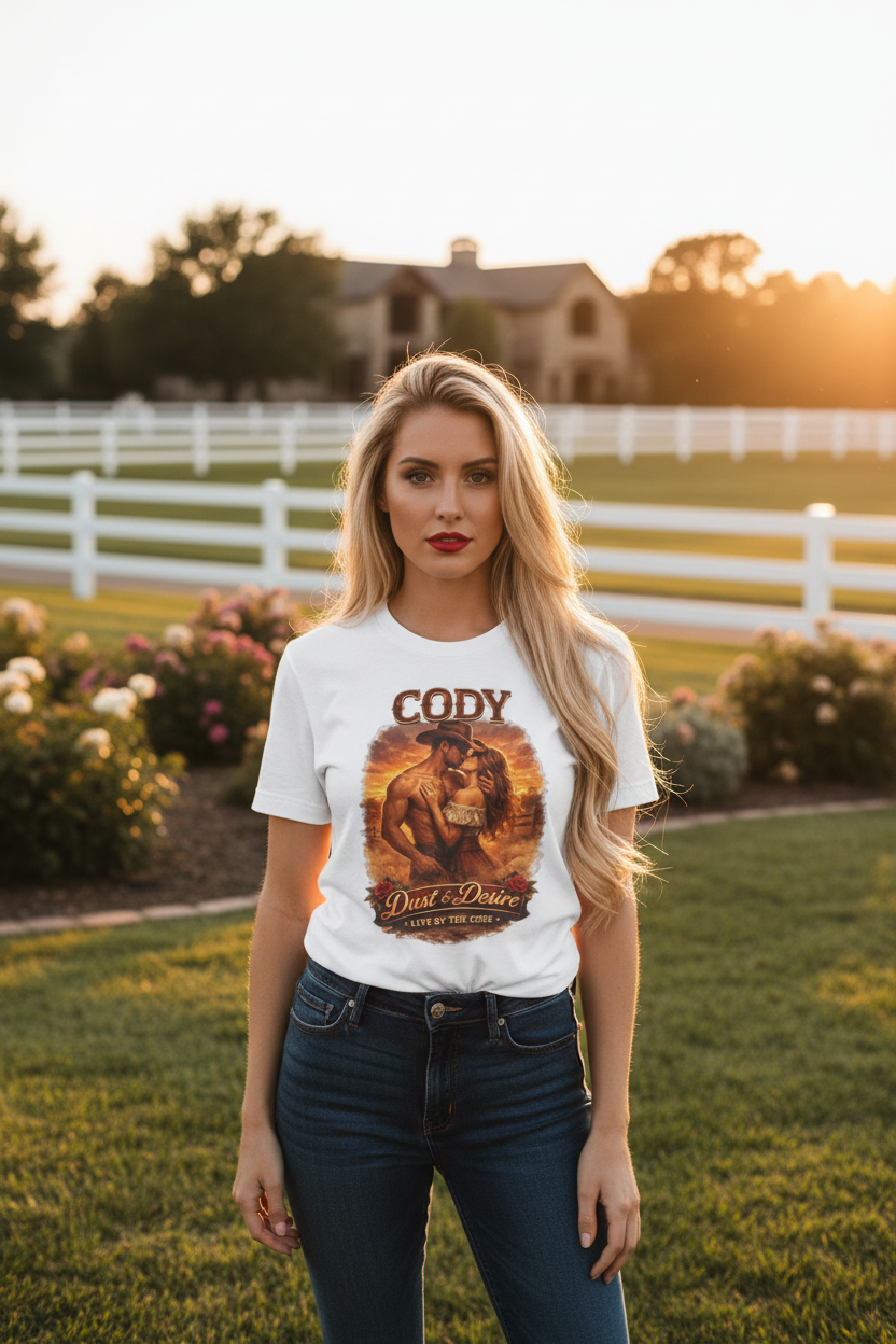 Cowgirl on fancy ranch with white fences