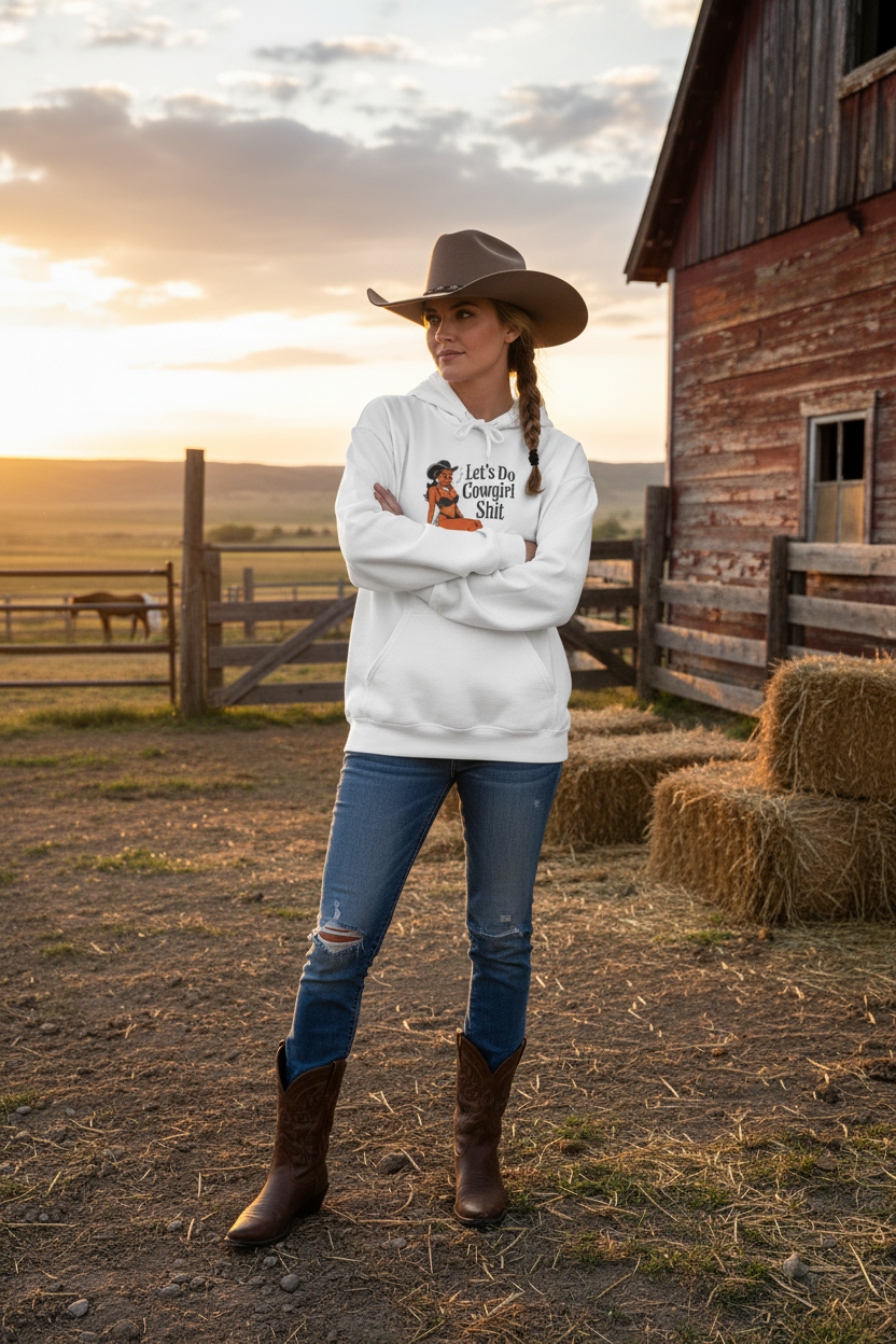 Cowgirl Skull Hoodie Let's Do Cowgirl Shit Mockup