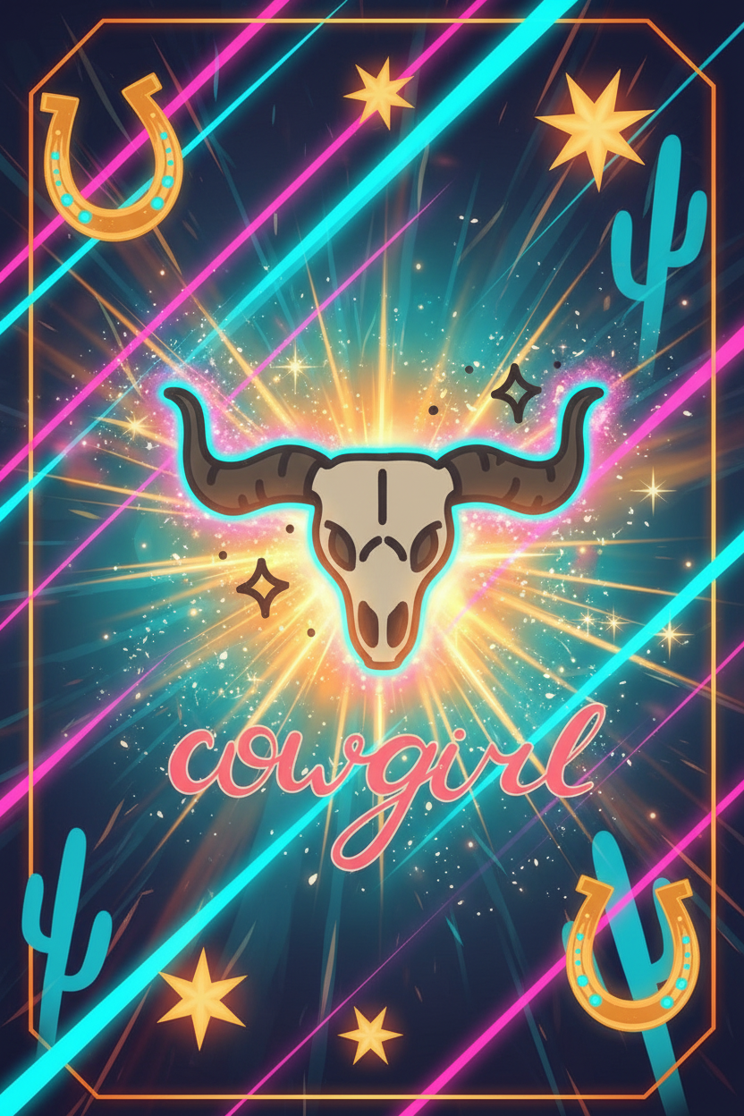 Cowgirl Skull Western Graphic Poster with Effects