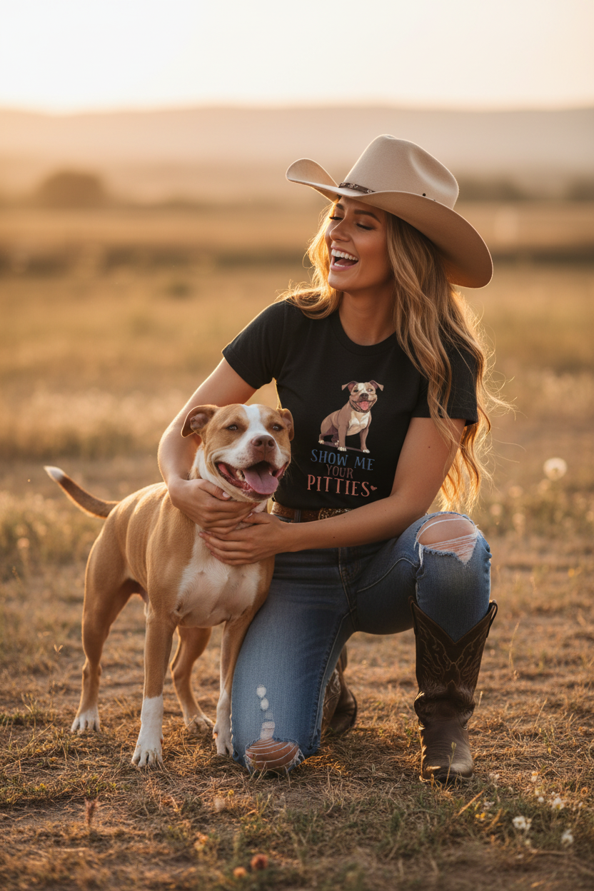 Cowgirl with Her Pitbull
