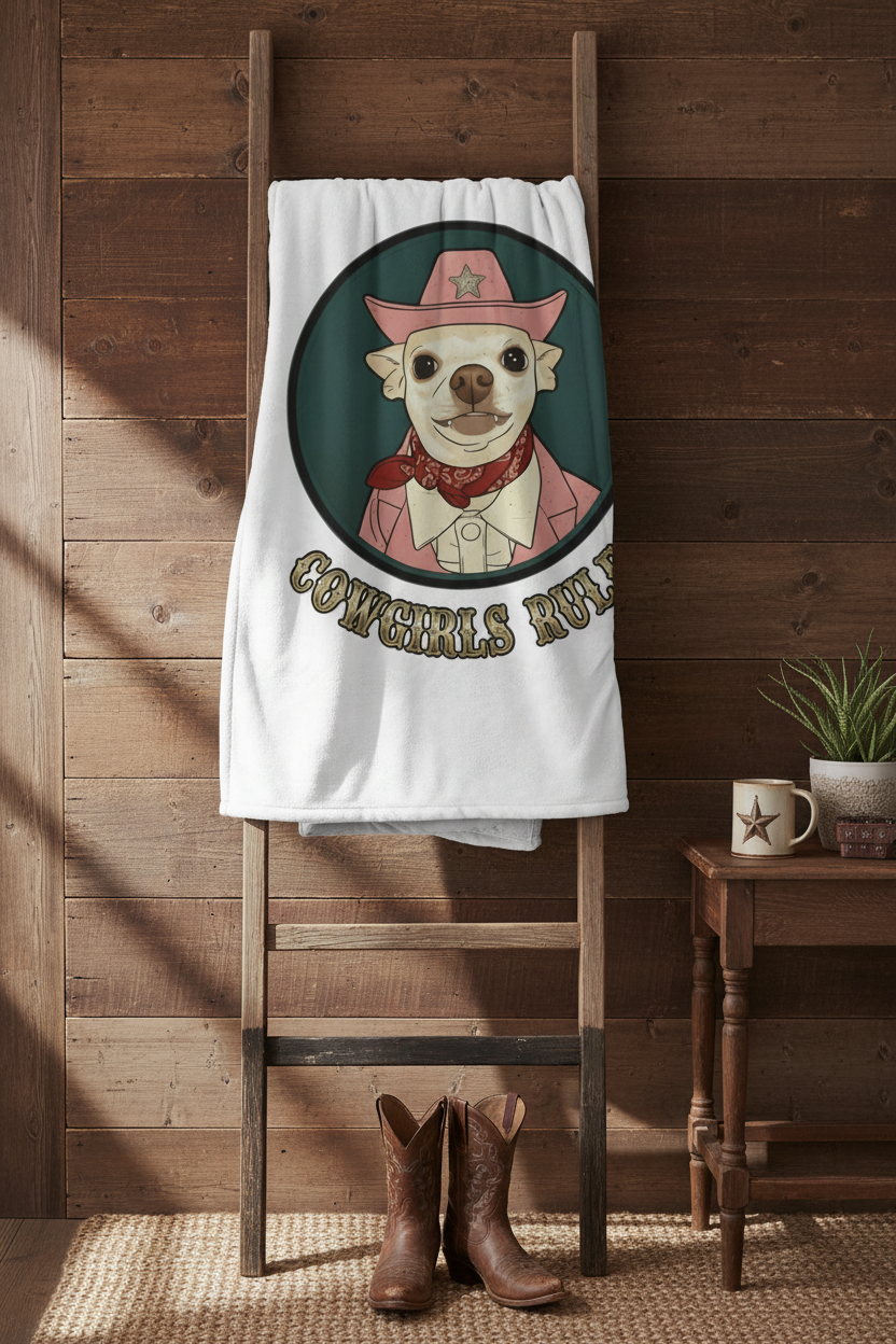 Cowgirls Rule Blanket - Hanging Display