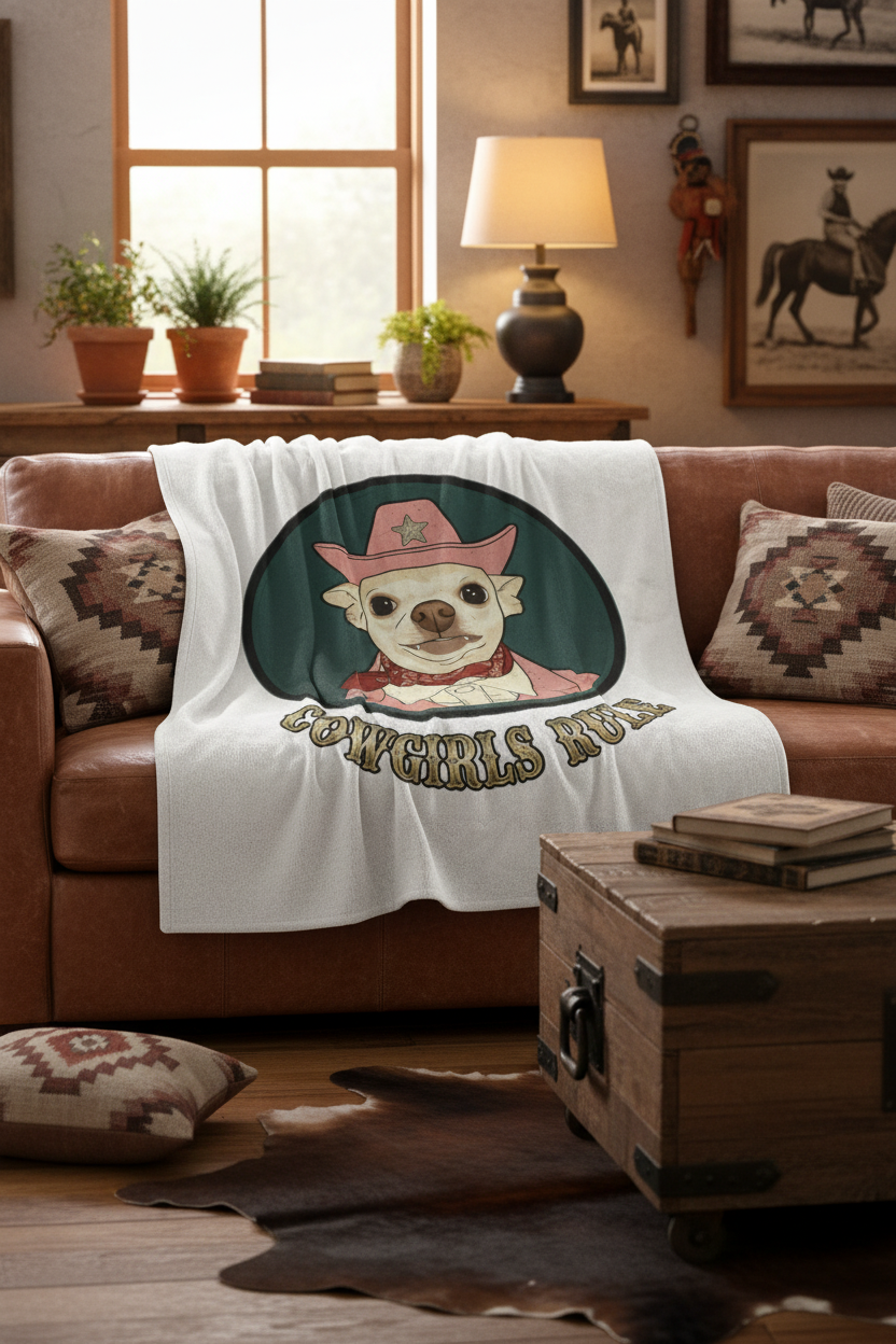 Cowgirls Rule Blanket - Over Couch