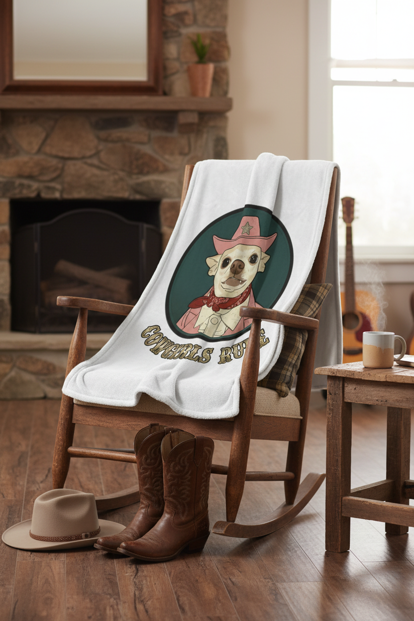 Cowgirls Rule Blanket - Poster Mockup