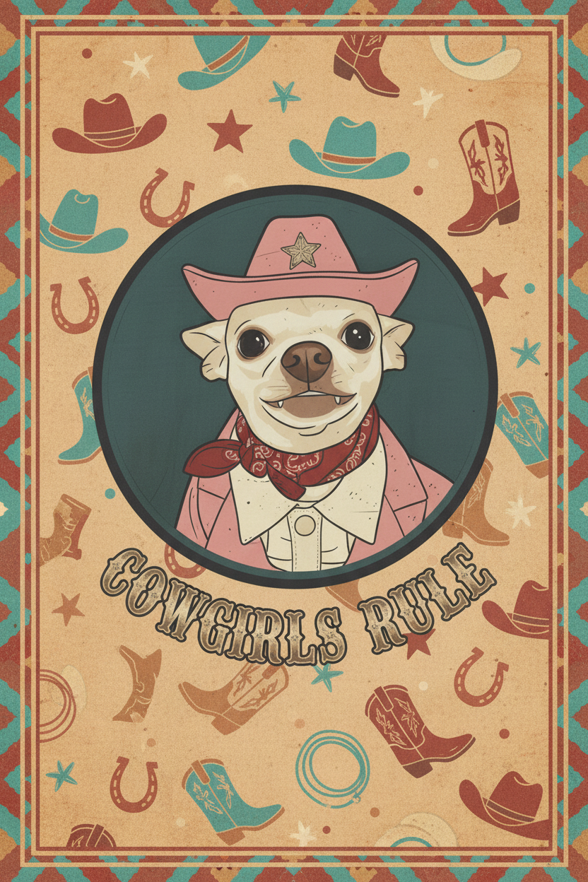 Cowgirls Rule Coco Chihuahua Cowboy Poster